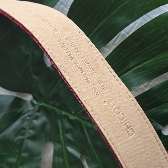 Chico's Elegant Burgundy Velvet Belt with Black Gemstone Buckle Embellishment - Picture 5 of 8